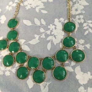 Cute gold toned chain necklace  green colored stones